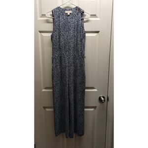 Michael Kors Womens Size 2 Navy Blue White Mini Ikat Crepe Jumpsuit *NO BELT*